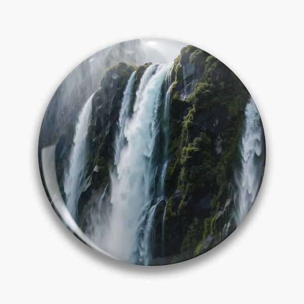Item preview, Majestic Waterfall Cascading Down a Lush Green Mountain into Turquoise Waters designed and sold by RecortShirt.