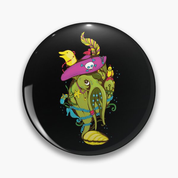 Item preview, Green Cthulhu Creature Wearing Pink Pirate Hat designed and sold by KingdomTwelve.