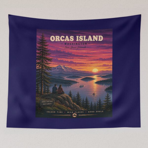 Item preview, Orcas Island Washington Vintage Travel Poster San Juan Islands designed and sold by Swanny's Custom T-shirt and Gift Designs.