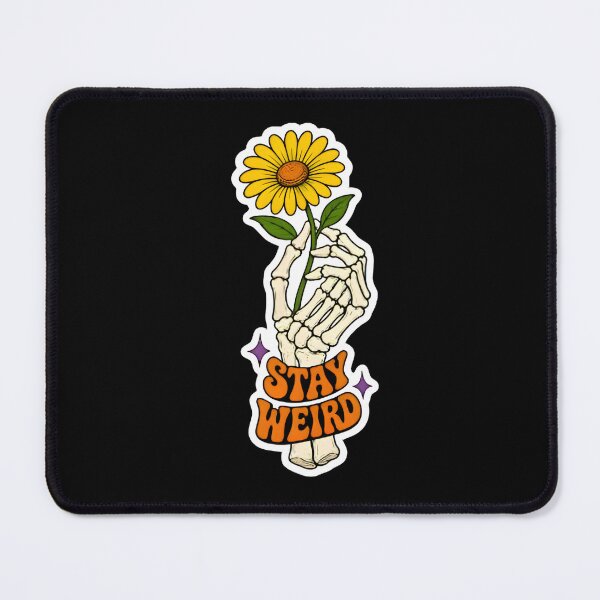 Item preview, Stay Weird Skeleton Hand Yellow Daisy Flower Retro Sticker designed and sold by FestivityFinds.