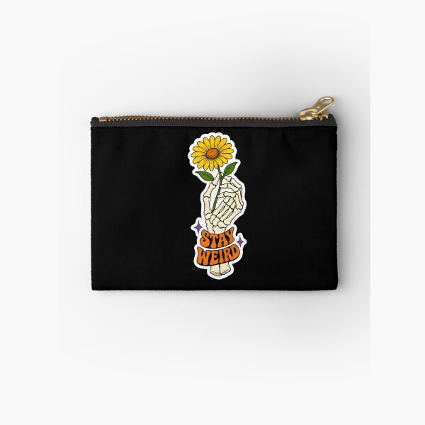 Item preview, Stay Weird Skeleton Hand Yellow Daisy Flower Retro Sticker designed and sold by FestivityFinds.