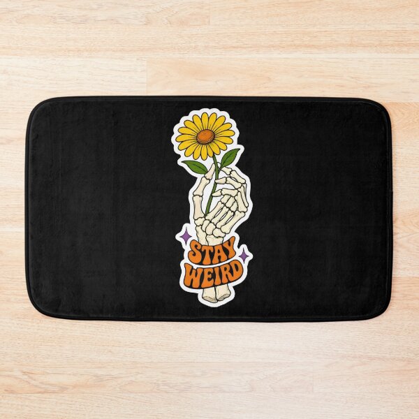Item preview, Stay Weird Skeleton Hand Yellow Daisy Flower Retro Sticker designed and sold by FestivityFinds.