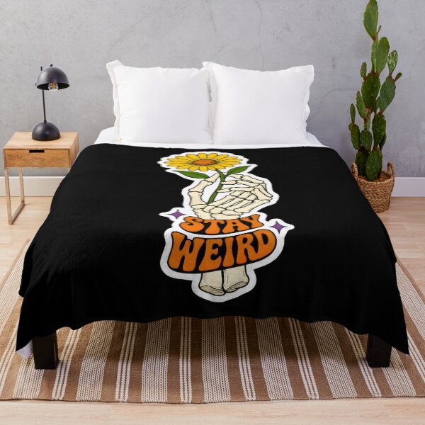 Item preview, Stay Weird Skeleton Hand Yellow Daisy Flower Retro Sticker designed and sold by FestivityFinds.