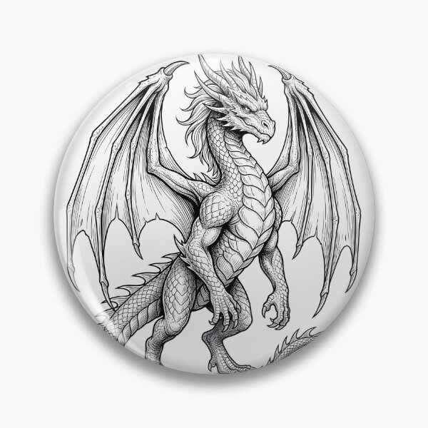 Item preview, Guardian Dragon Engraving | Majestic Black & White Fantasy Dragon Art designed and sold by DragonSerpent Ink.