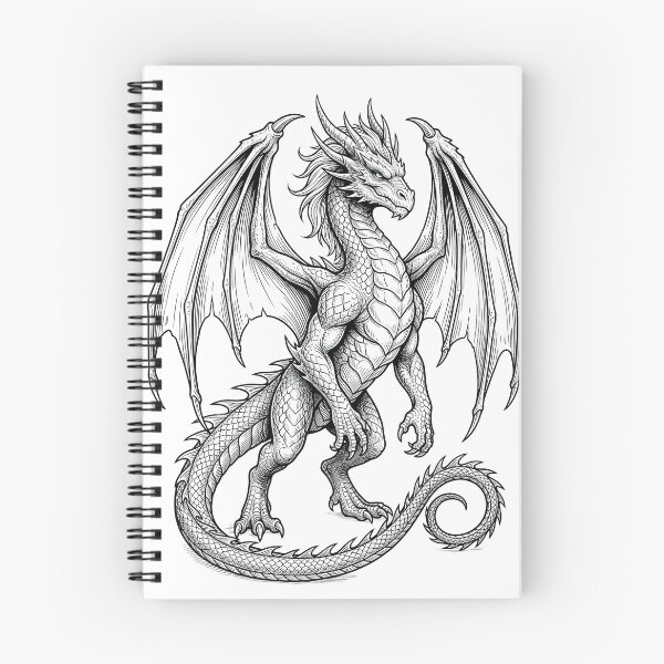Item preview, Guardian Dragon Engraving | Majestic Black & White Fantasy Dragon Art designed and sold by DragonSerpent Ink.