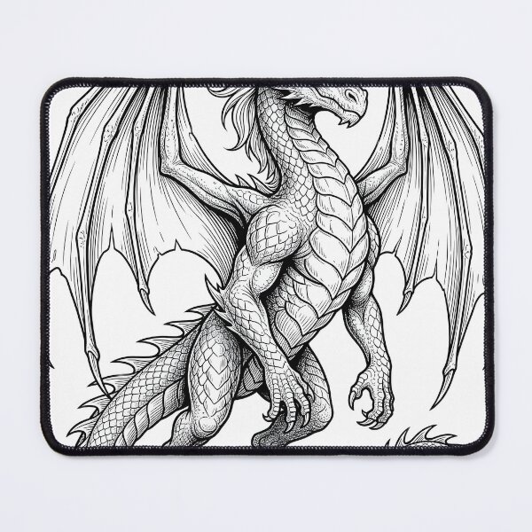 Item preview, Guardian Dragon Engraving | Majestic Black & White Fantasy Dragon Art designed and sold by DragonSerpent Ink.
