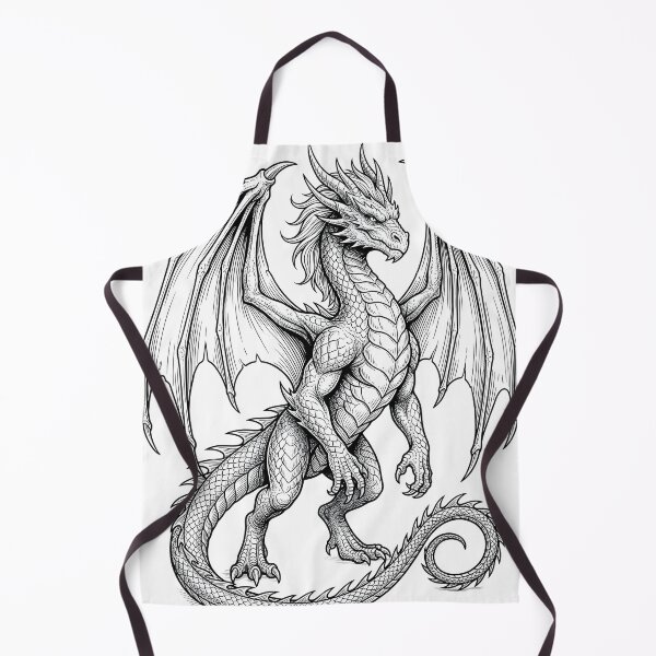Item preview, Guardian Dragon Engraving | Majestic Black & White Fantasy Dragon Art designed and sold by DragonSerpent Ink.