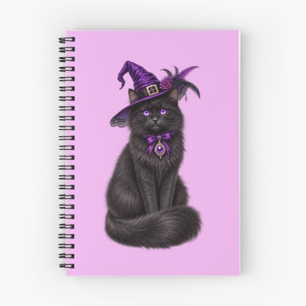 Item preview, Mystic Black Cat Witch in Purple Hat designed and sold by med-lavender-ee.