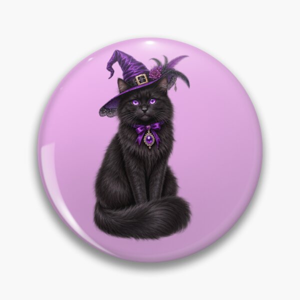 Item preview, Mystic Black Cat Witch in Purple Hat designed and sold by med-lavender-ee.