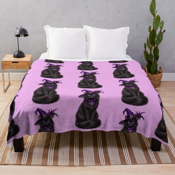 Item preview, Mystic Black Cat Witch in Purple Hat designed and sold by med-lavender-ee.