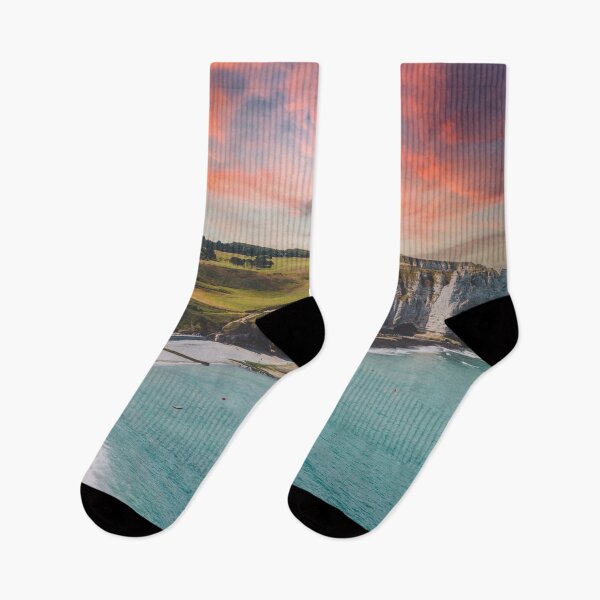Item preview, Etretat Normandy Rocks Cliffs Sunset Sea designed and sold by Mauswohn.