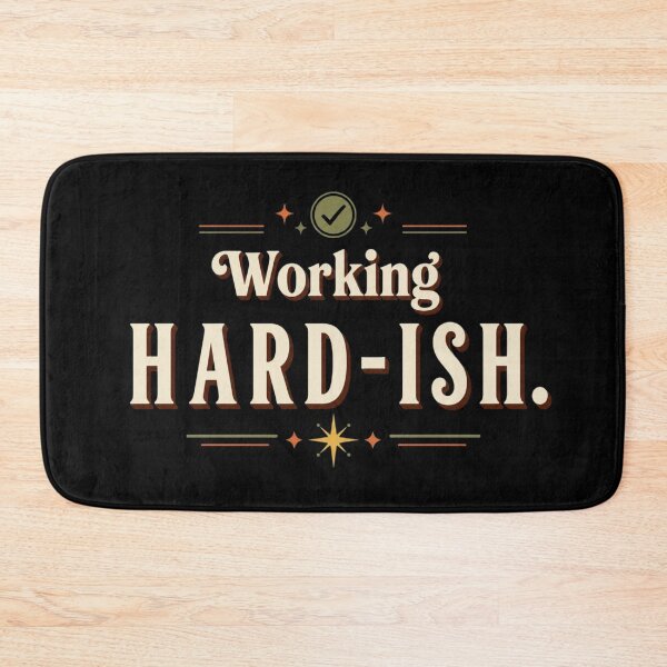 Item preview, Working Hard-ish. | Funny Office Humor Retro Typography Design designed and sold by Irene Catchmind.