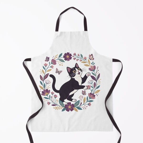Item preview, Tuxedo Cat Floral Botanical designed and sold by SERENITYMERCH.