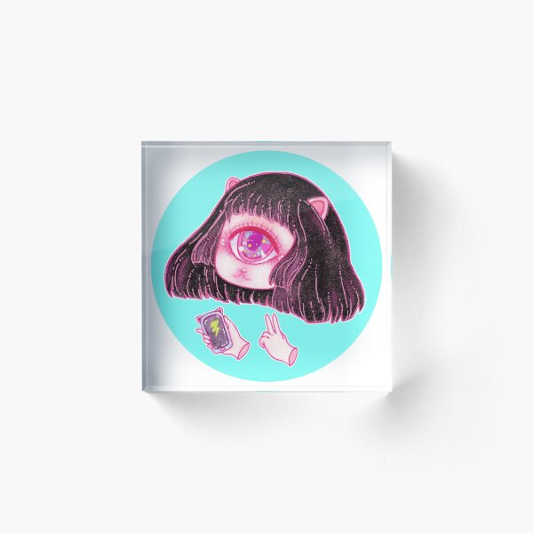 Tech Savvy Cat Girl Acrylic Block