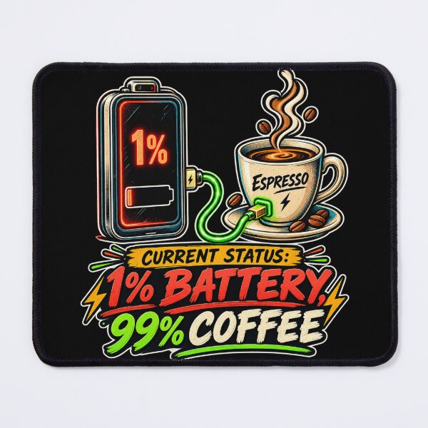 Item preview, 1% Battery 99% Coffee Funny designed and sold by KerOo1.