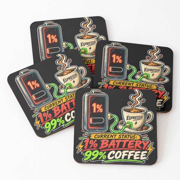 Item preview, 1% Battery 99% Coffee Funny designed and sold by KerOo1.