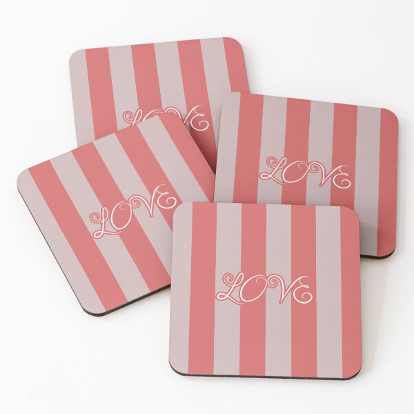 Item preview, Romantic LOVE Script Typography Pink Vertical Stripes designed and sold by Uniquely Yours.