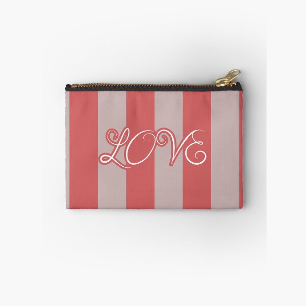 Item preview, Romantic LOVE Script Typography Pink Vertical Stripes designed and sold by Uniquely Yours.