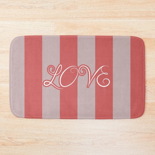 Item preview, Romantic LOVE Script Typography Pink Vertical Stripes designed and sold by Uniquely Yours.