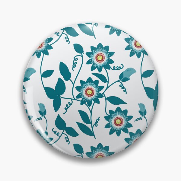 Item preview, Patrón de enredadera de pasiflora color verde azulado vintage designed and sold by virabloom.