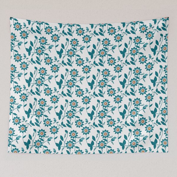 Item preview, Vintage Teal Passionflower Vine Pattern designed and sold by virabloom.