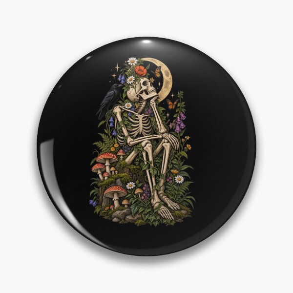 Item preview, Gothic Skeleton Wildflower Botanical Garden Art designed and sold by JKDJ.