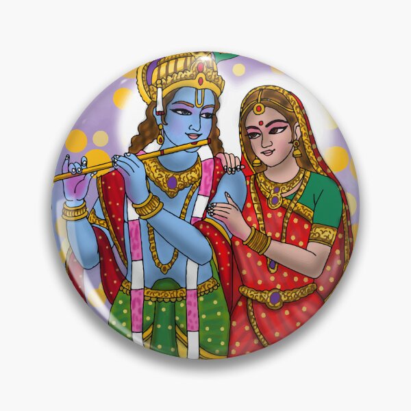 Item preview, Radha Krishna Artwork | Divine Hindu Couple Digital Painting & Spiritual Illustration designed and sold by Harshit_Digital_Arts.