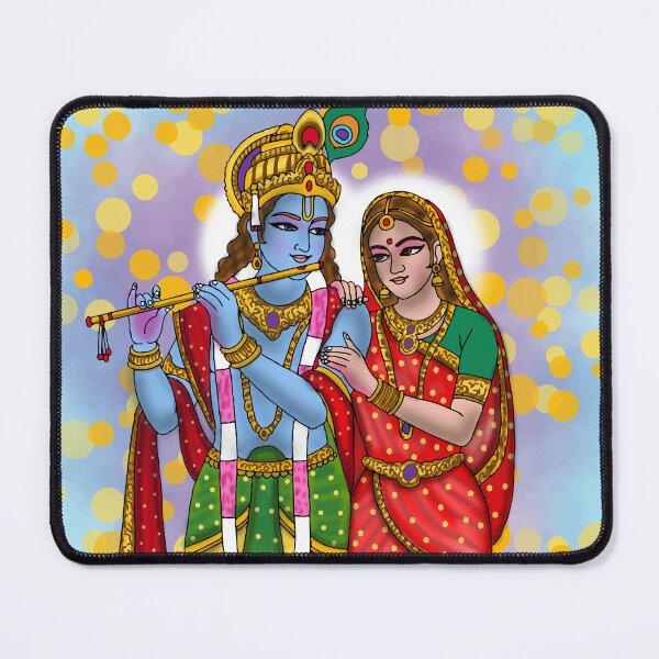 Item preview, Radha Krishna Artwork | Divine Hindu Couple Digital Painting & Spiritual Illustration designed and sold by Harshit_Digital_Arts.