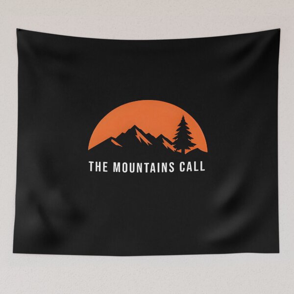 Item preview, The Mountains Call Vintage Orange Sunset Hiking T-Shirt designed and sold by FestivityFinds.