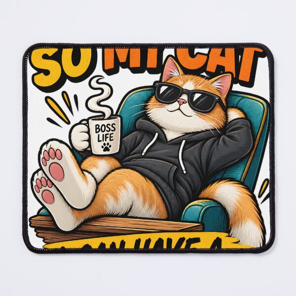 Item preview, Cat wearing sunglasses relaxing in a chair with coffee isolated on a transparent background designed and sold by shadoweeekhan.