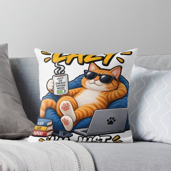 Item preview, Ginger cat relaxing in bean bag chair with laptop isolated on a transparent background designed and sold by shadoweeekhan.
