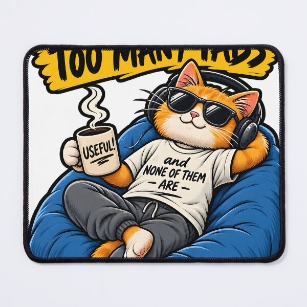 Item preview, Ginger cat relaxing on bean bag with coffee and headphones isolated on a transparent background designed and sold by shadoweeekhan.