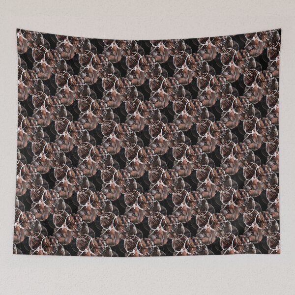 Item preview, Grunge White and Brown Circle Pattern on Black designed and sold by Artistestella.