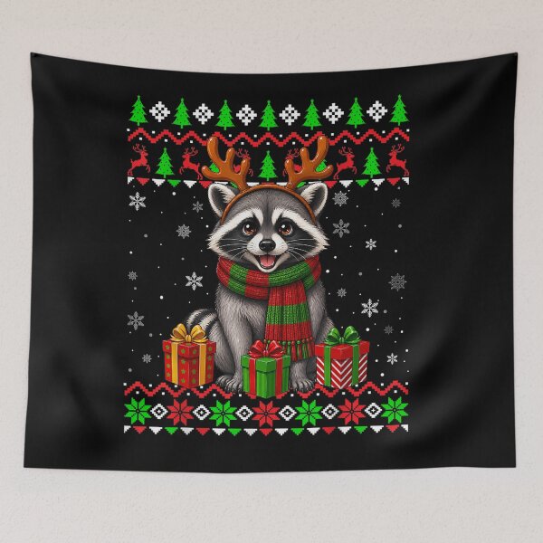 Item preview, Raccoon Christmas Ugly Sweaters Festive Raccoon Xmas designed and sold by FrancisJoh.