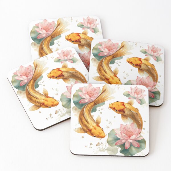 Item preview, Two Golden Koi Fish with Pink Roses designed and sold by ZrnzoDesign.