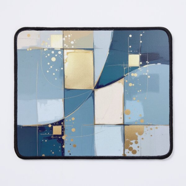 Item preview, Modern Blue Gold Leaf Abstract Geometric Collage designed and sold by Harmonic_Layers.