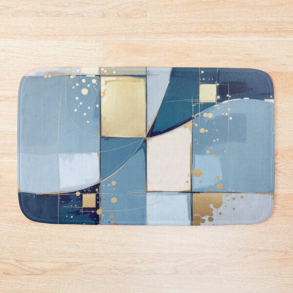 Item preview, Modern Blue Gold Leaf Abstract Geometric Collage designed and sold by Harmonic_Layers.
