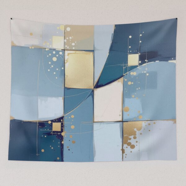 Item preview, Modern Blue Gold Leaf Abstract Geometric Collage designed and sold by Harmonic_Layers.