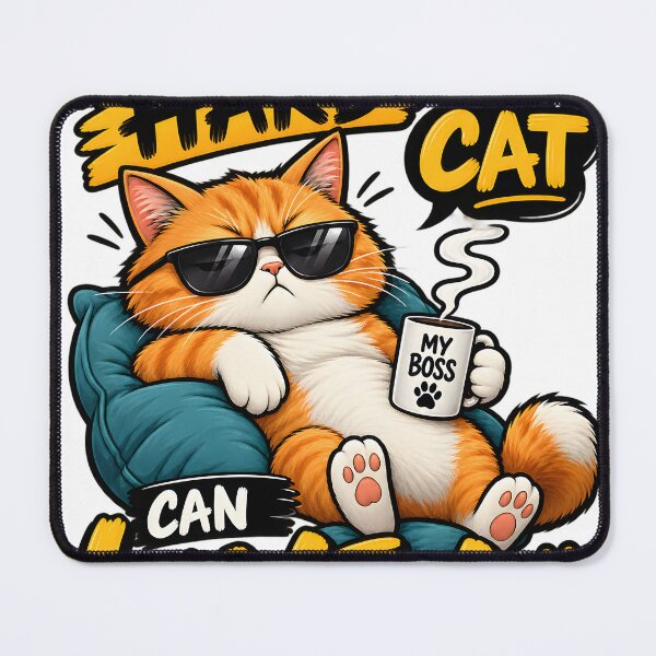 Item preview, Orange cat wearing sunglasses with coffee mug quote isolated on a transparent background designed and sold by shadoweeekhan.