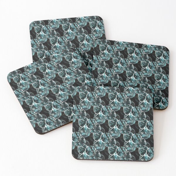 Item preview, Grunge White and Teal Circle Pattern on Black designed and sold by Artistestella.