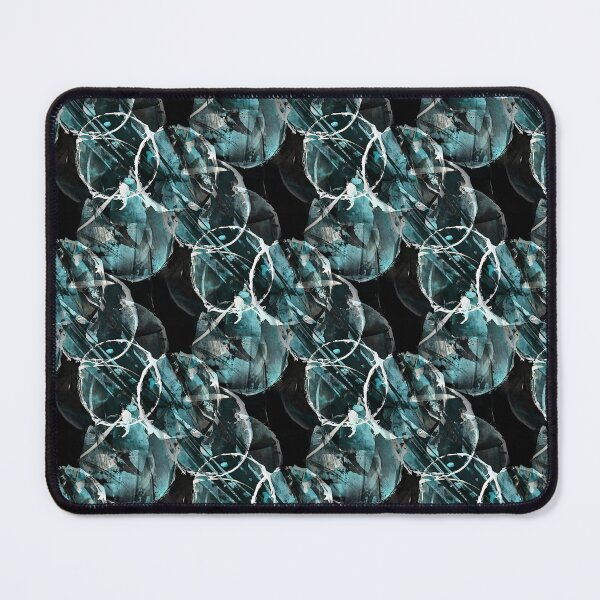 Item preview, Grunge White and Teal Circle Pattern on Black designed and sold by Artistestella.