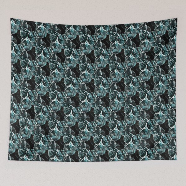 Item preview, Grunge White and Teal Circle Pattern on Black designed and sold by Artistestella.