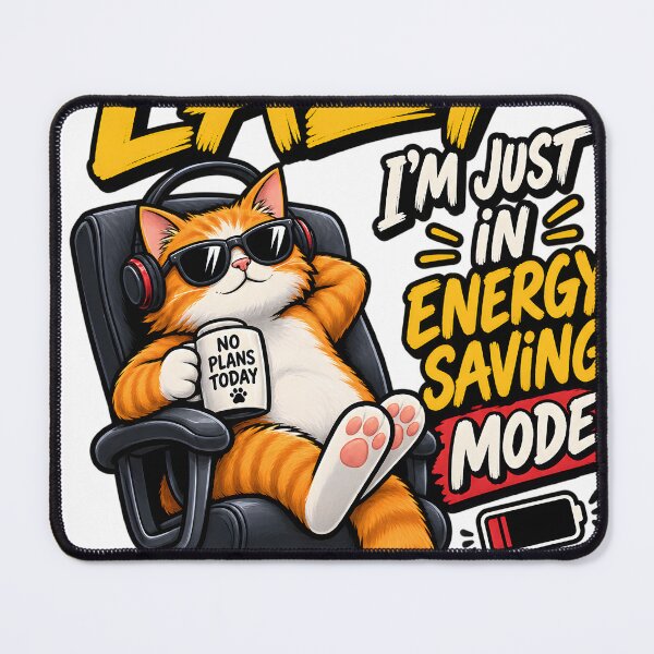 Item preview, Orange tabby cat relaxing in gaming chair with text isolated on a transparent background designed and sold by shadoweeekhan.