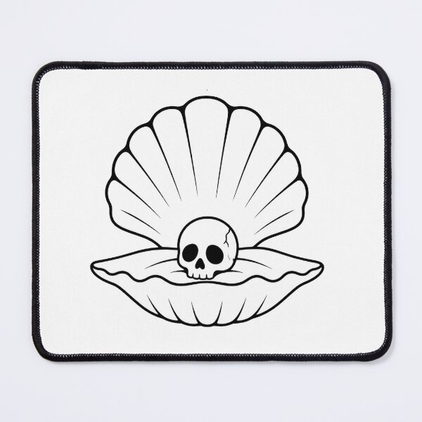 Item preview, Clam Skull Y2k Tattoo Design designed and sold by curethecat.