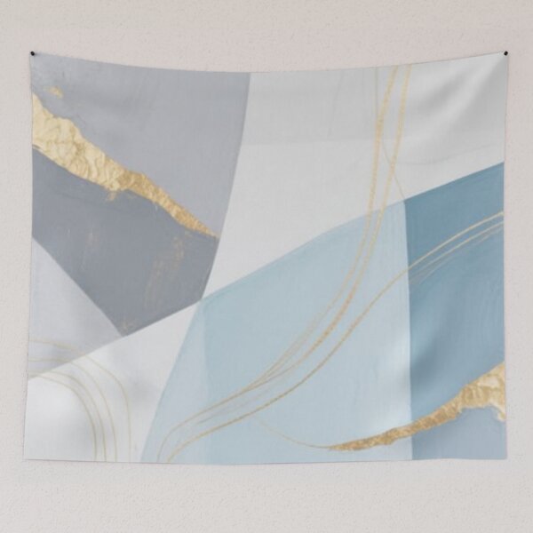 Item preview, Blue Grey Gold Foil Abstract Art designed and sold by Harmonic_Layers.