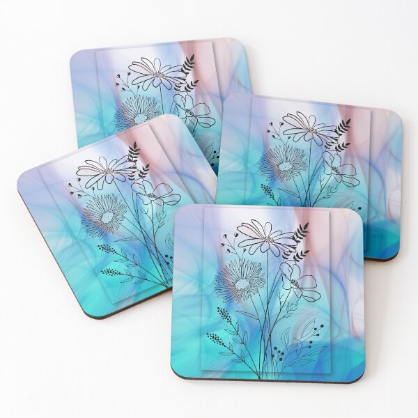 Item preview, Wildflower Bouquet Line Art Pastel Watercolor Abstract Pattern designed and sold by Verantia.