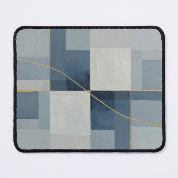 Item preview, Minimalist Slate Blue Geometric Gold Line Art designed and sold by Harmonic_Layers.