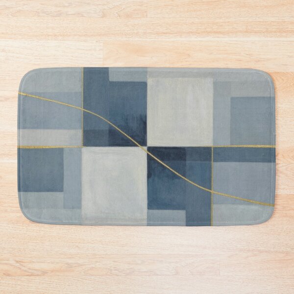 Item preview, Minimalist Slate Blue Geometric Gold Line Art designed and sold by Harmonic_Layers.