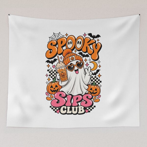 Item preview, Spooky Sips Club – Cute Ghost Coffee Retro Halloween designed and sold by LifeProApperal.