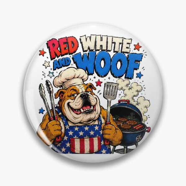 Item preview, Patriotic Bulldog BBQ Red White and Woof designed and sold by chattsuede.